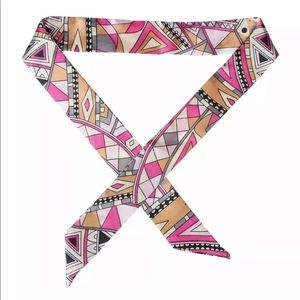 Skinny Pink Multi Twill Floral Emulation Silk Scarf Small bag ribbon tie bag NEW